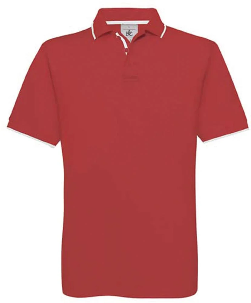B&C CGPU413 Tweekleurig Sportpolo – Rood / Wit