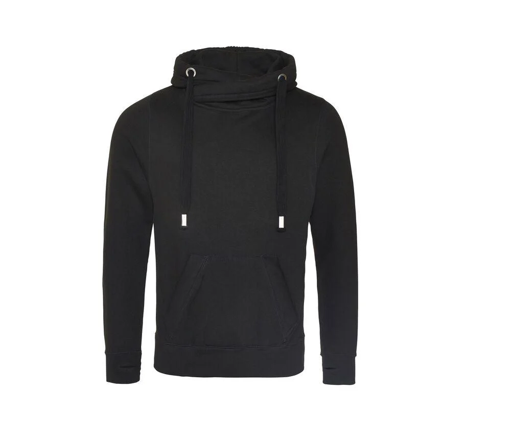 AWDIS JH021 Hoodie met Gekruiste Hals – Jet Black