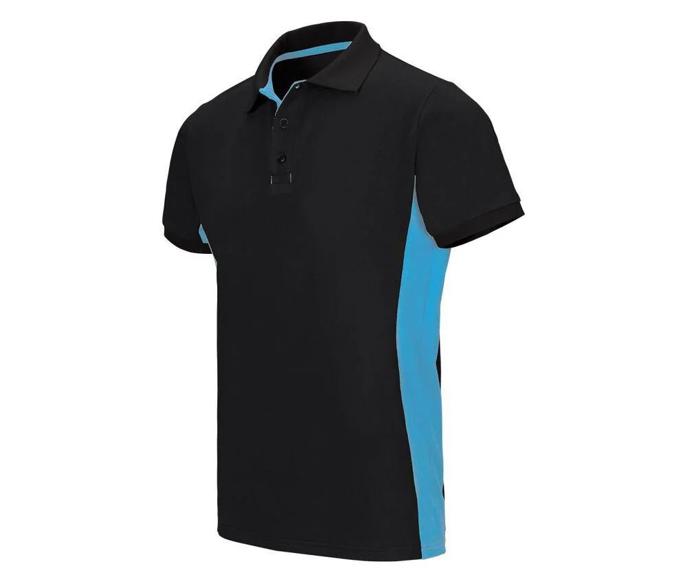 Velilla V5504 Tweekleurige Polo – Black / Sky Blue