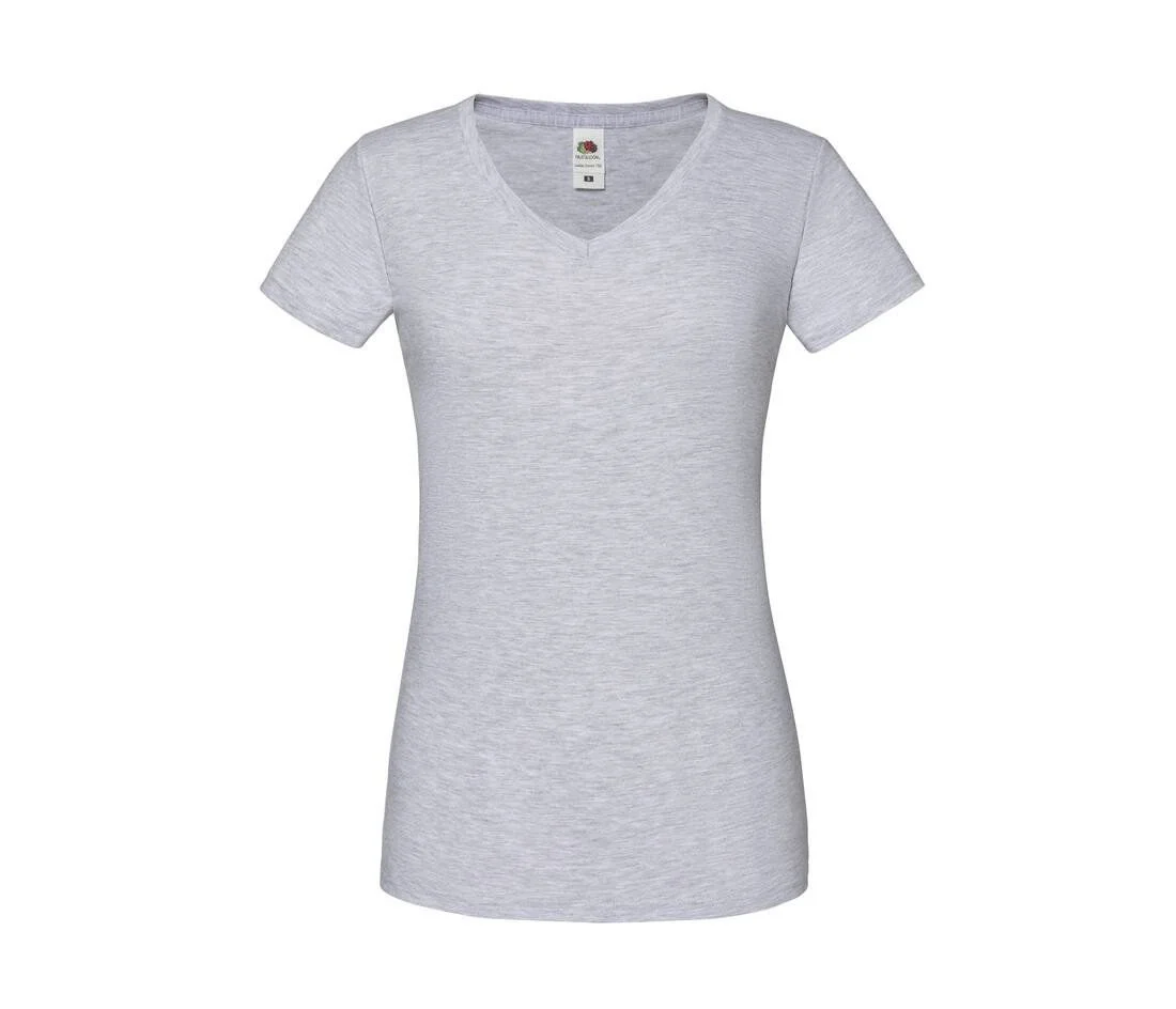 Fruit of the Loom SC155 V-hals T-shirt Dames – Heather Grey