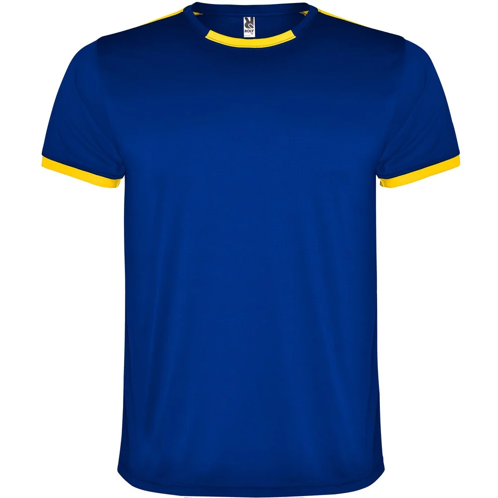 Roly CJ0452 Racing Sportset T-shirt + Short Kinderen – Geel/Koningsblauw