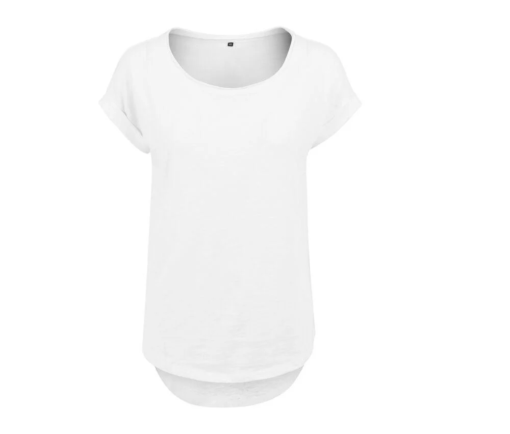 Build Your Brand BY036 T-shirt met Lange Rug Dames – White