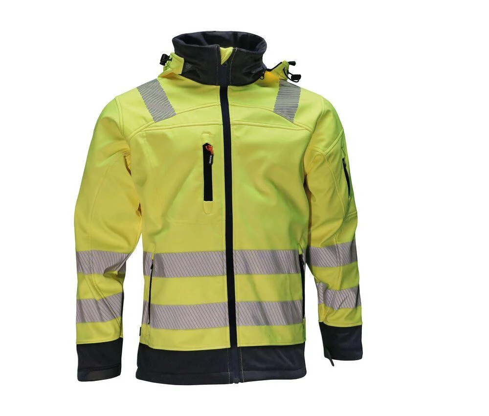 Herock HK190 Gregor Softshell Jas Hoge Zichtbaarheid – Fluorescent Yellow/Navy