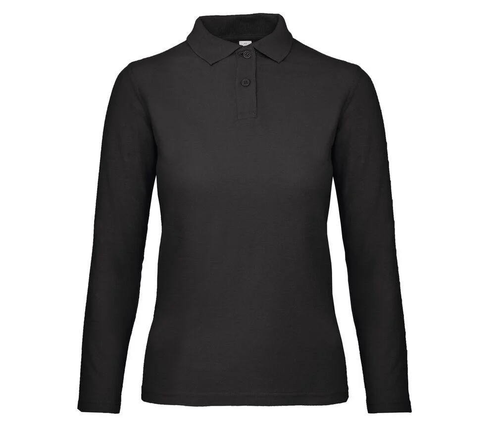 B&C ID1LW ID.001 Polo Lange Mouwen Dames – Black