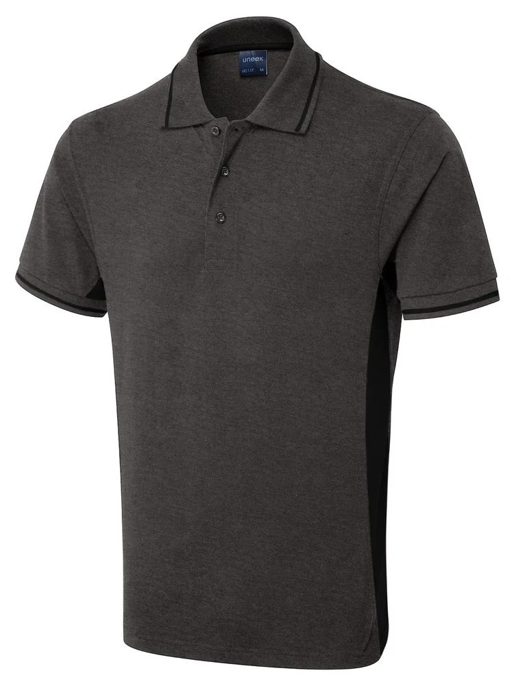 Radsow by Uneek UC117 Tweekleurig Polo – Houtskool/Zwart