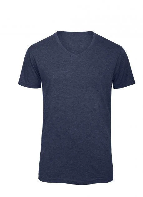B&C BC057 TM057 Tri-Blend V-hals T-shirt Heren – Heather Navy