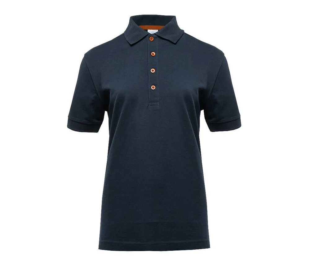 Black&Match BM101 Polo met Contrasterende Knopen Dames – Navy / Orange