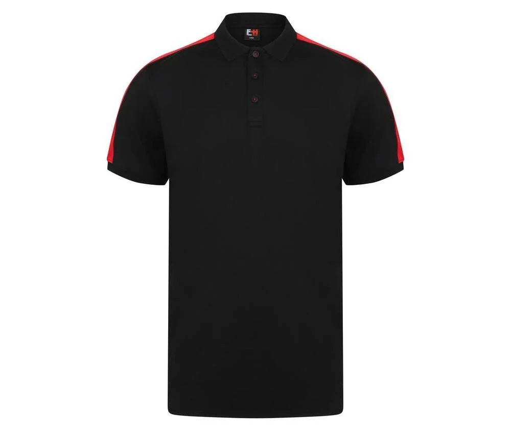 Finden & Hales LV381 Stretch Polo met Contrast – Black / Red