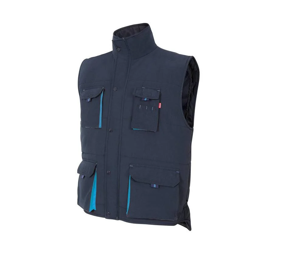 Velilla V5902 Tweekleurige Multi-pocket Gewatteerde Bodywarmer Heren – Navy / Sky Blue