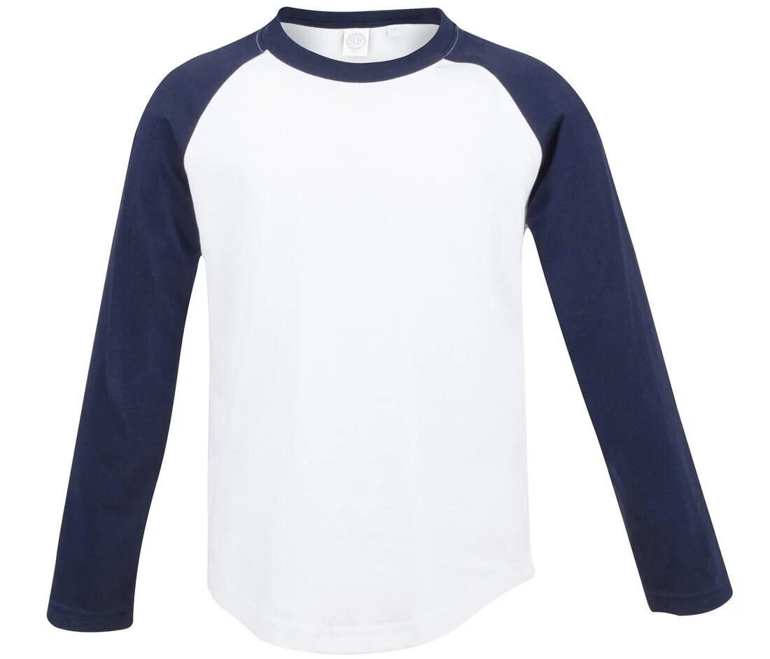 Skinnifit SM271 T-shirt Lange Mouwen Kinderen – Wit/ Oxford marine