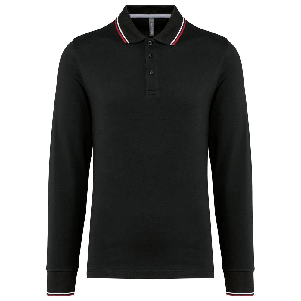 Kariban K280 Polo Lange Mouwen Heren – Zwart / Rood / Wit