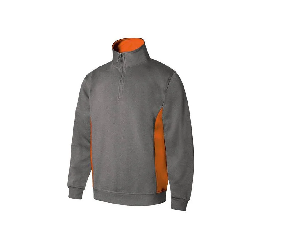 Velilla V5704 Bicolor Sweater met Ritskraag – Grey/ Orange