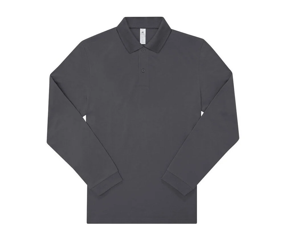 B&C BCU427 210 Polo Lange Mouwen Heren – Dark Grey