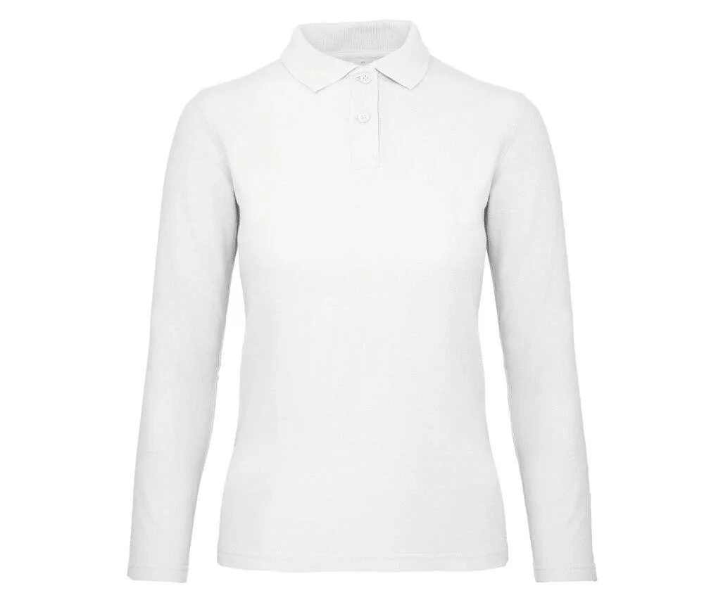 B&C ID1LW ID.001 Polo Lange Mouwen Dames – White