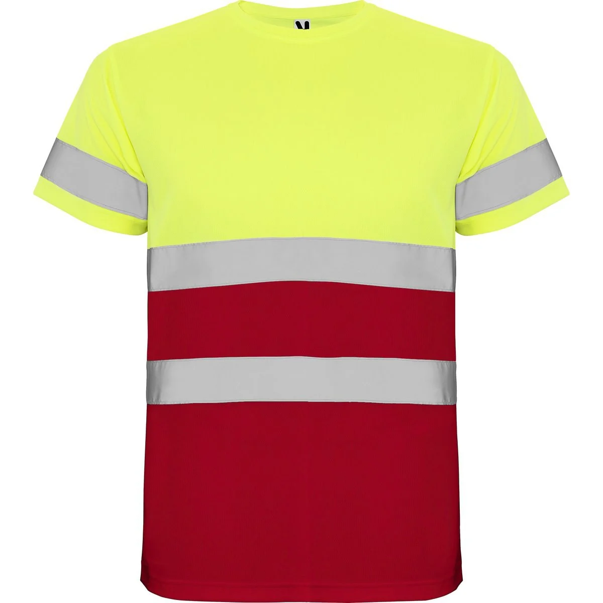 Roly HV9310 Delta T-shirt Hoge Zichtbaarheid – ROJO LABORAL/AMARILLO FLÚOR