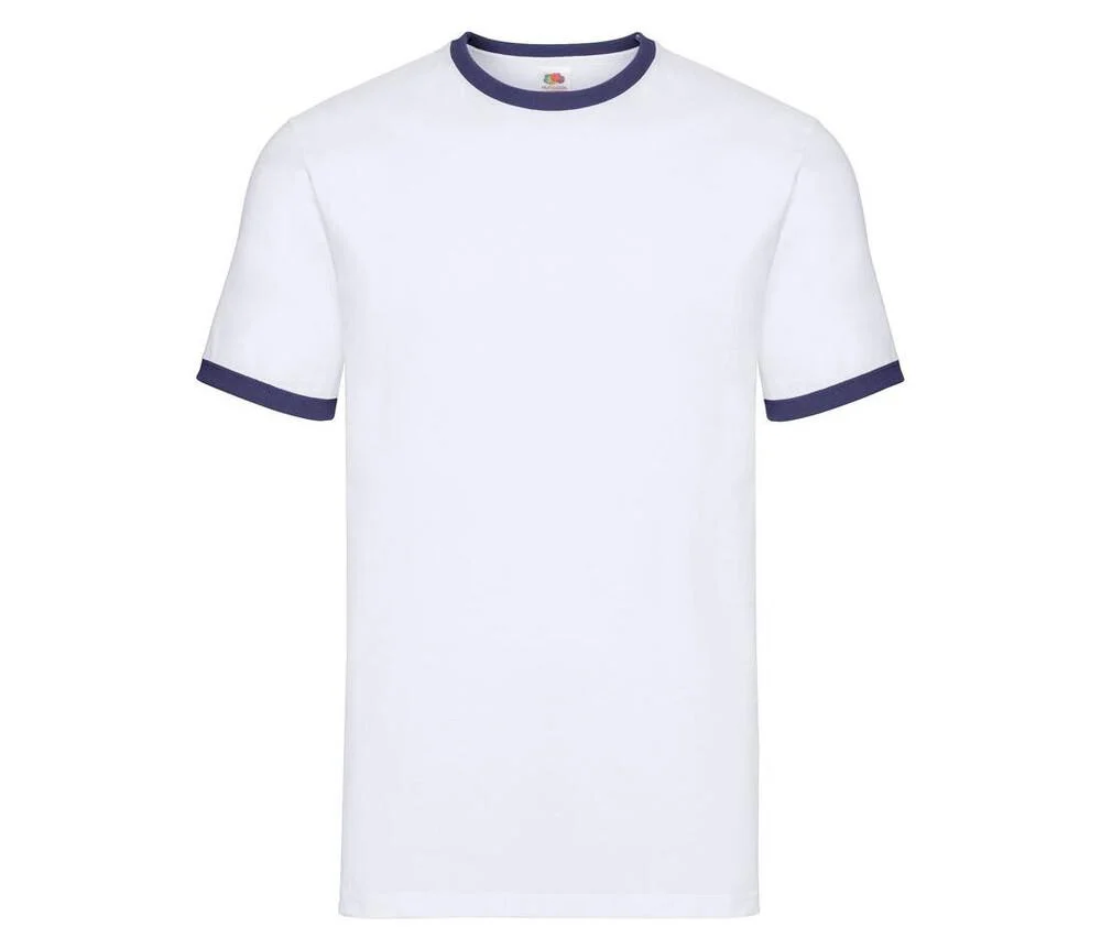 Fruit of the Loom SC245 Ringer T-shirt – White / Navy