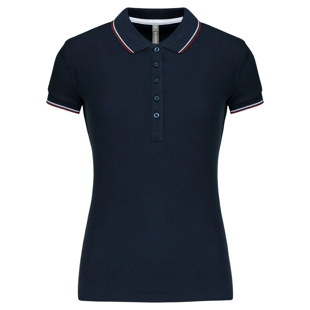 Kariban K251 Polo Dames – Marine / Wijn / Wit