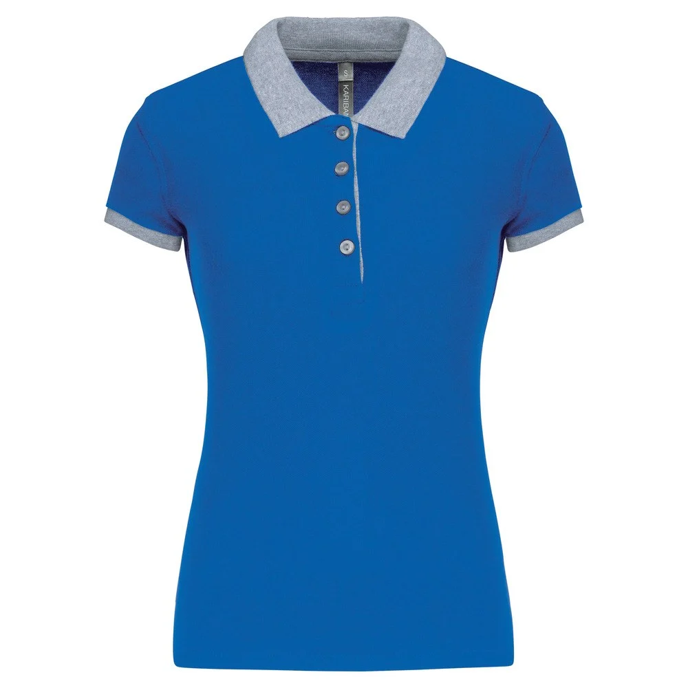 Kariban K259 Tweekleurig Polo Dames – Licht koningsblauw / Oxford grijs