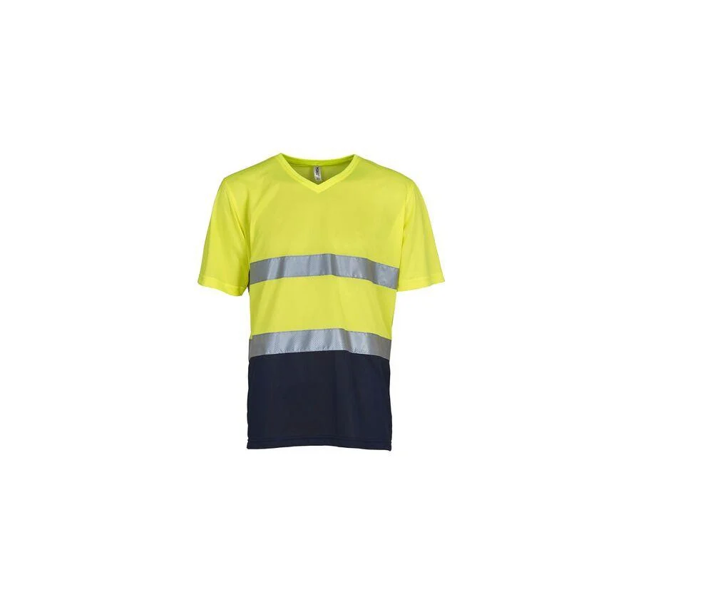 Yoko YK910 T-shirt V-hals Hoge Zichtbaarheid – Hi Vis Yellow/Navy
