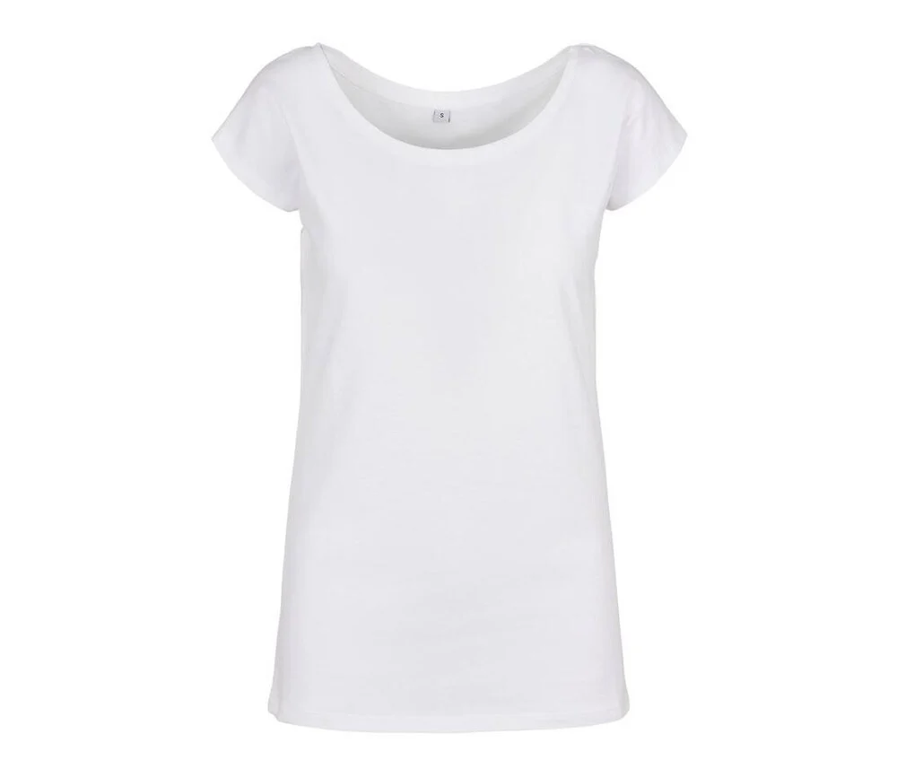 Build Your Brand BYB013 Wide Neck T-shirt Dames – White