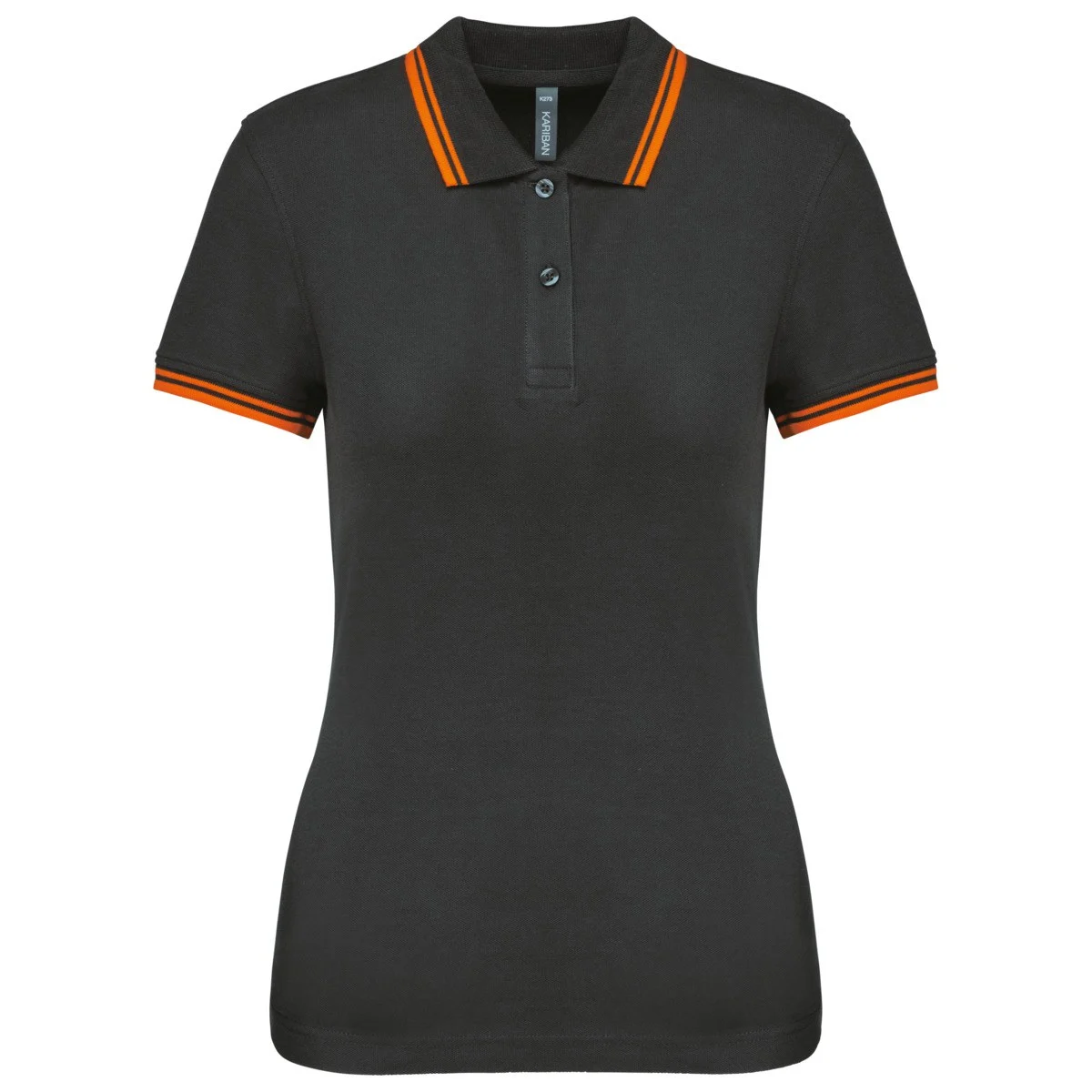 Kariban K273 Gestreept Polo Dames – Donkergrijs / Oranje