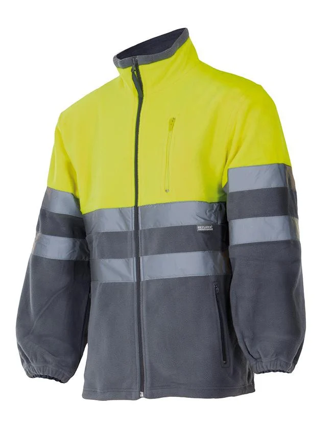 Velilla VL183 Tweekleurige Fleecejas Hoge Zichtbaarheid – Fluo Yellow / Grey