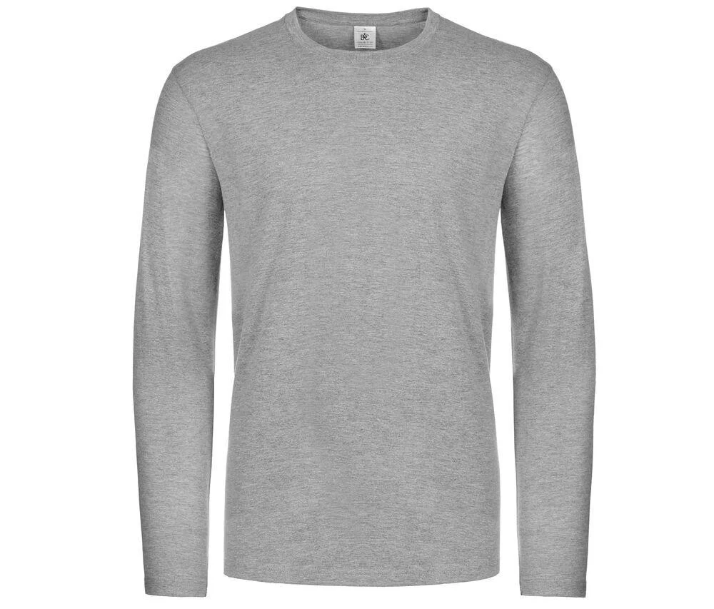 B&C BC07T #E190 T-shirt Lange Mouwen Heren – Sport Grey