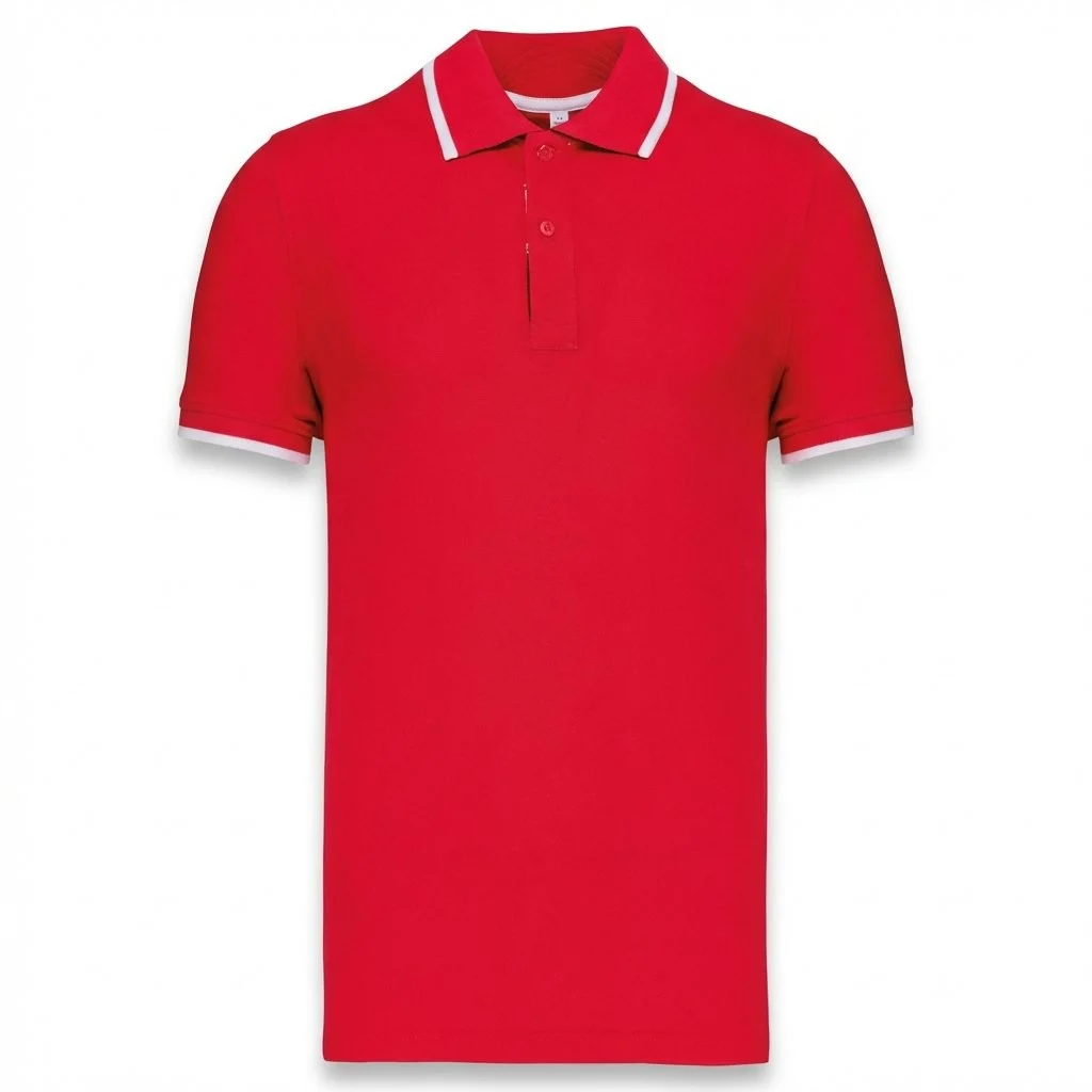 Kariban K245 Polo Heren – Rood / Wit / Marine