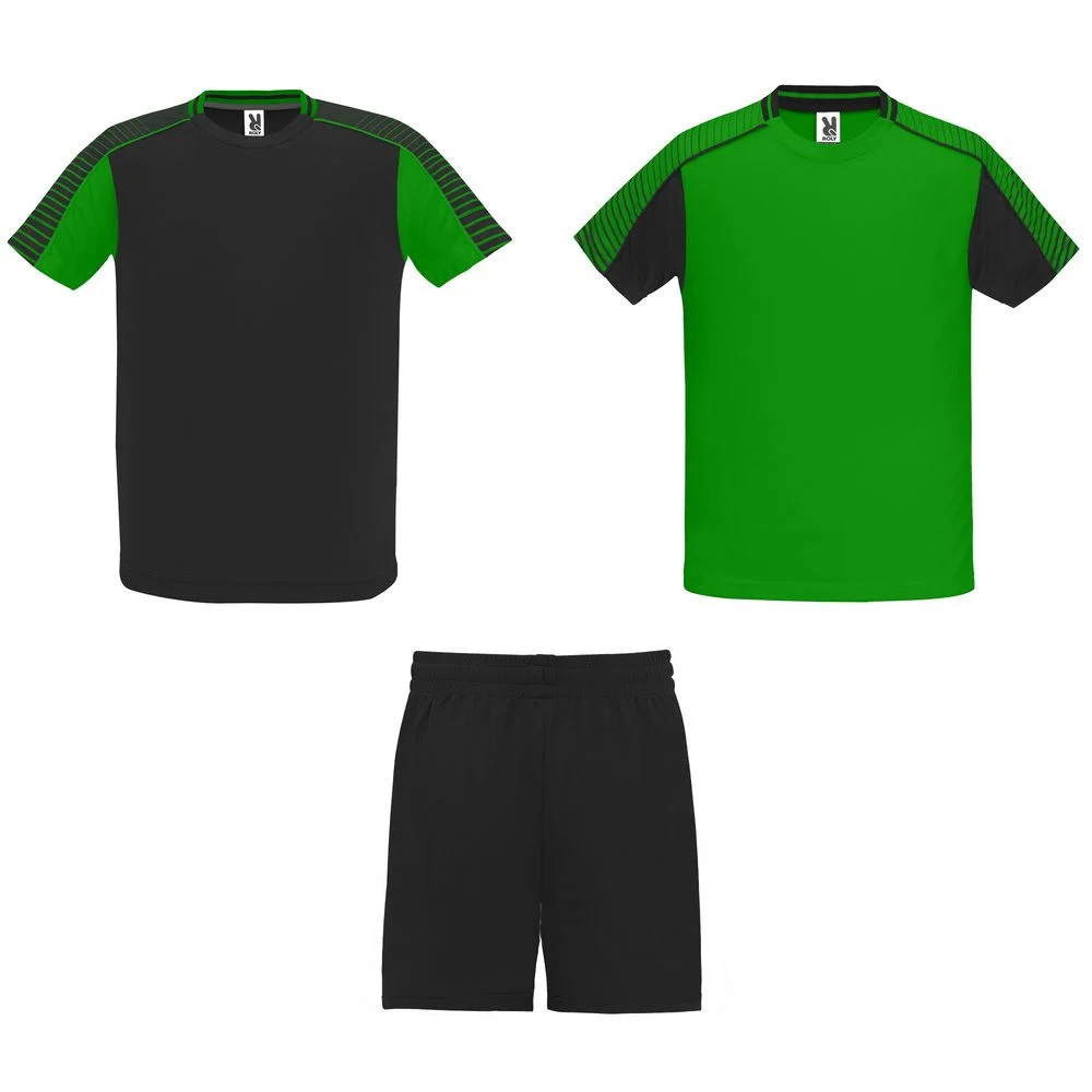 Roly CJ0525 Juve Sportset T-shirt + Short Kinderen – VAREN GROEN/ZWART