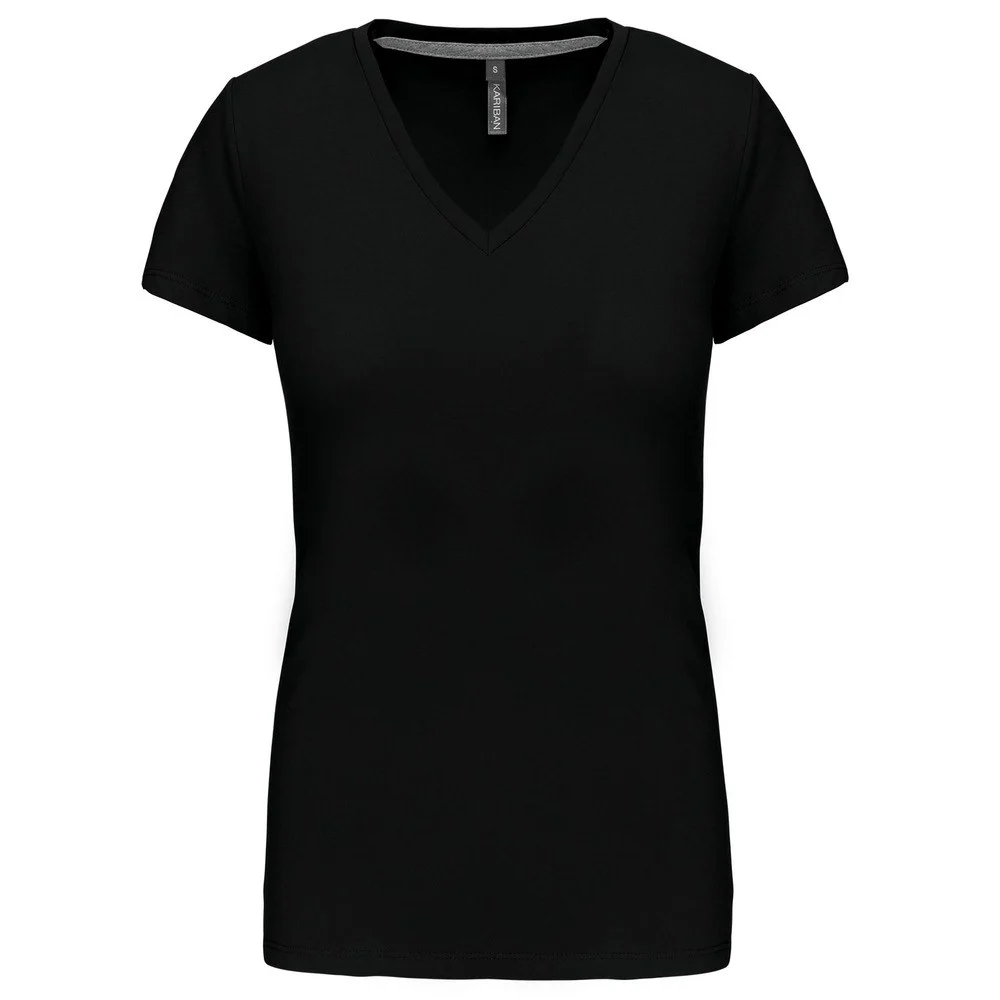 Kariban K381 T-shirt V-hals Dames – Zwart/Zwart