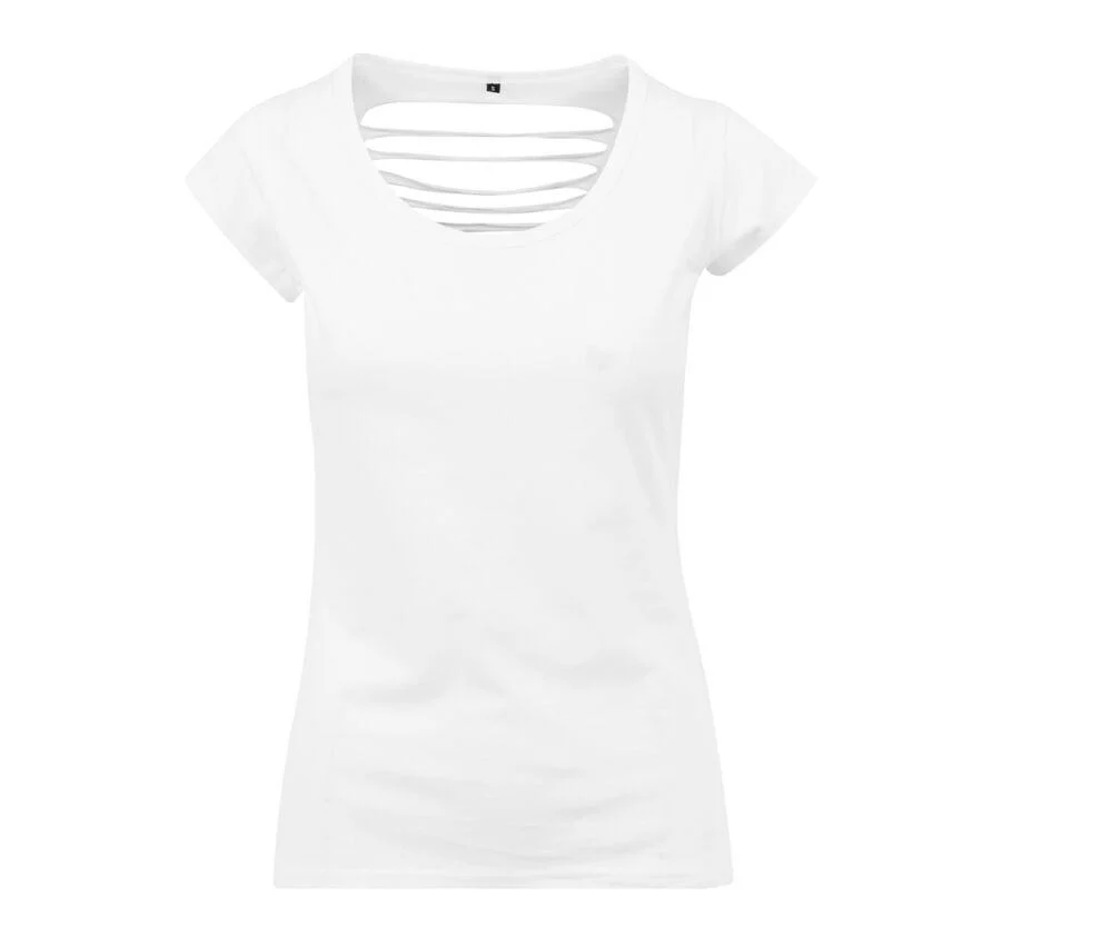 Build Your Brand BY035 T-shirt met Open Rug Dames – White