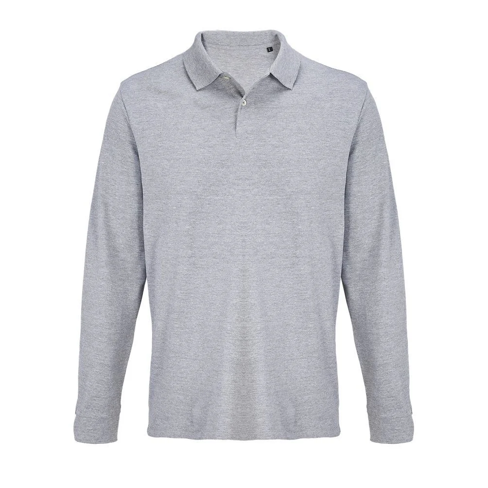 SOL'S 04441 Pacific Polo Lange Mouwen – Heide Grijs