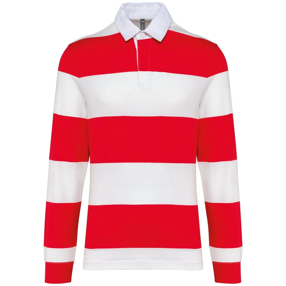 Kariban K285 Gestreept Polo Lange Mouwen – Rood / Wit Strepen