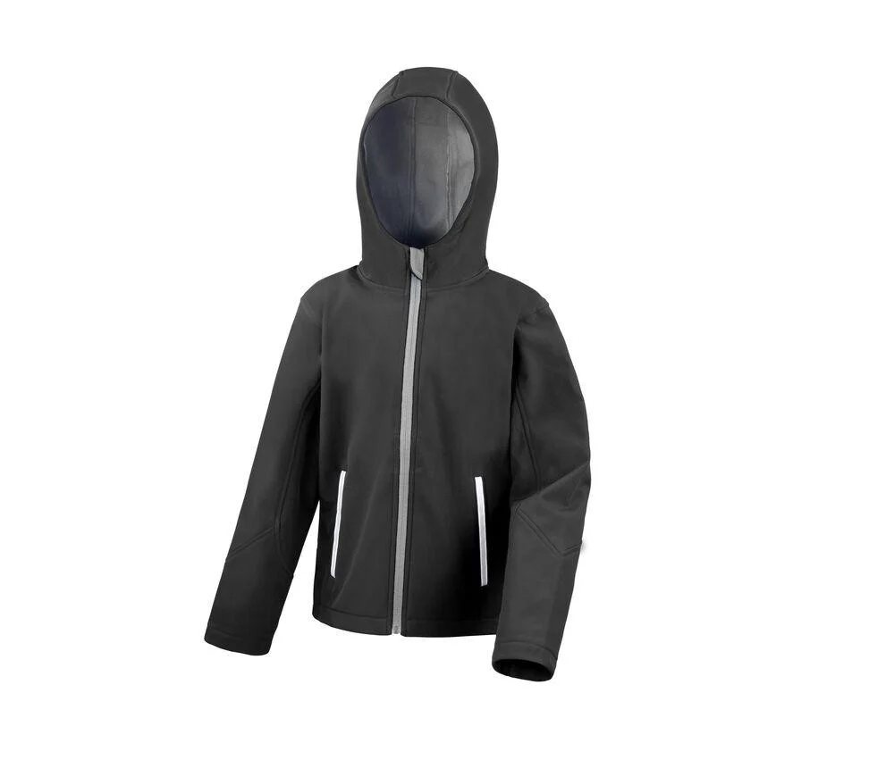 Result RS224J Softshell Jas met Capuchon Kinderen – Black / Grey