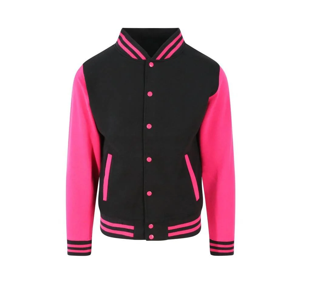 AWDIS JH043 Varsity Collegejas – Jet Black/ Hot Pink