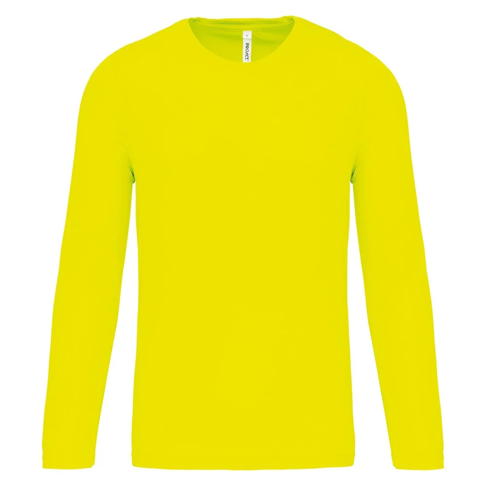 Proact PA443 Sport T-shirt Lange Mouwen Heren – Fluorescerend geel
