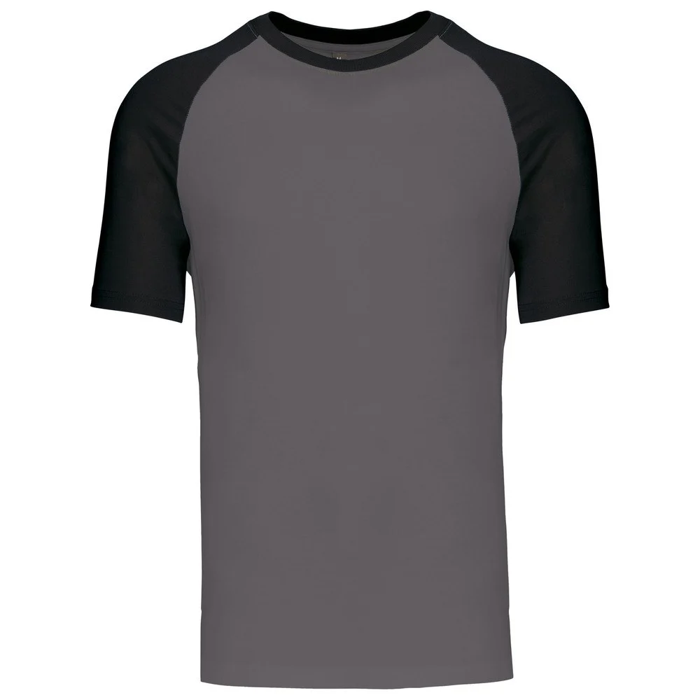 Kariban K330 Tweekleurig T-shirt Heren – Leigrijs/Zwart