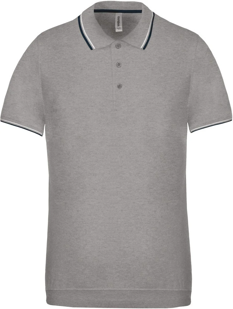Kariban K250 Polo Heren – Oxford grijs / marine / wit