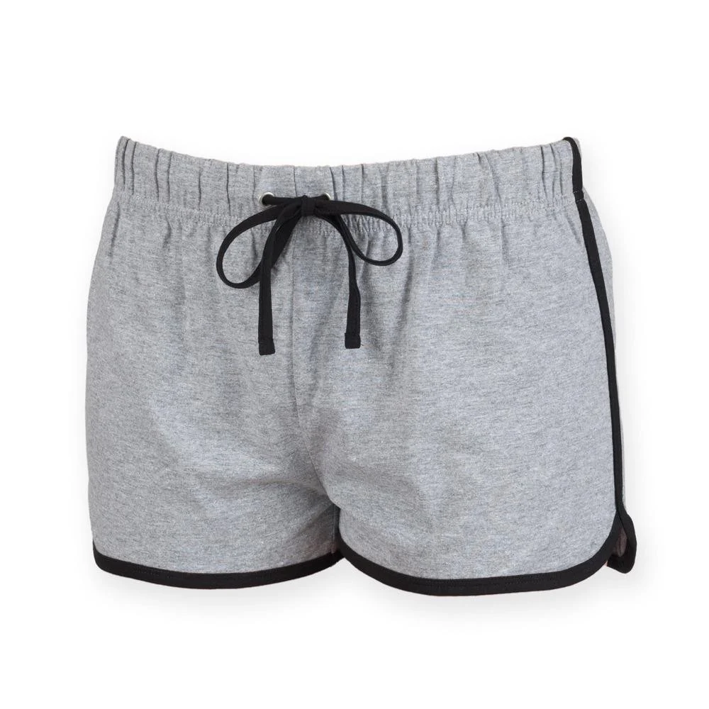 SF Women SK069 Retro Short Dames – Heather Grey/ Black