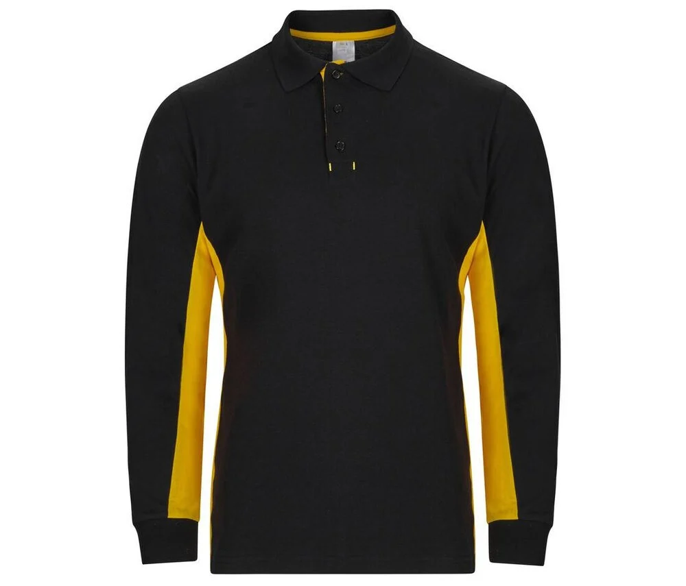 Velilla V5514 Tweekleurige Polo Lange Mouwen – Black / Yellow