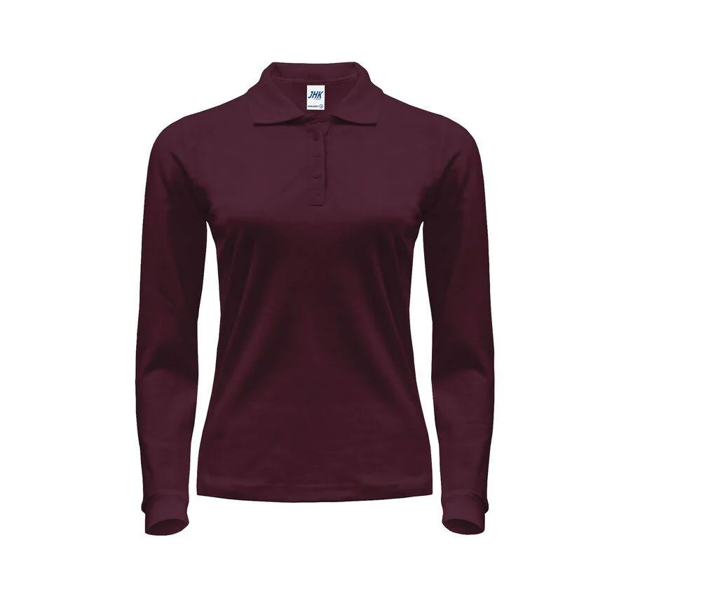 JHK JK216 200 Polo Lange Mouwen Dames – Burgundy