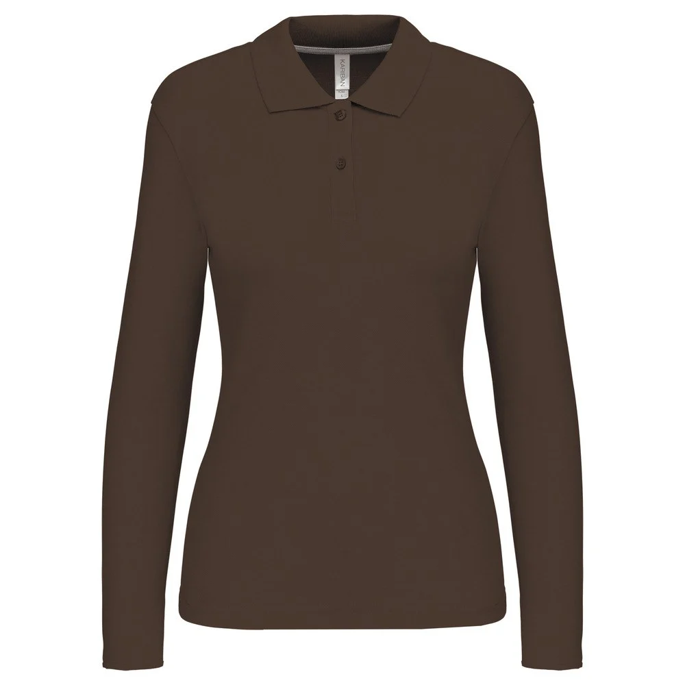 Kariban K244 Polo Lange Mouwen Dames – Chocolade