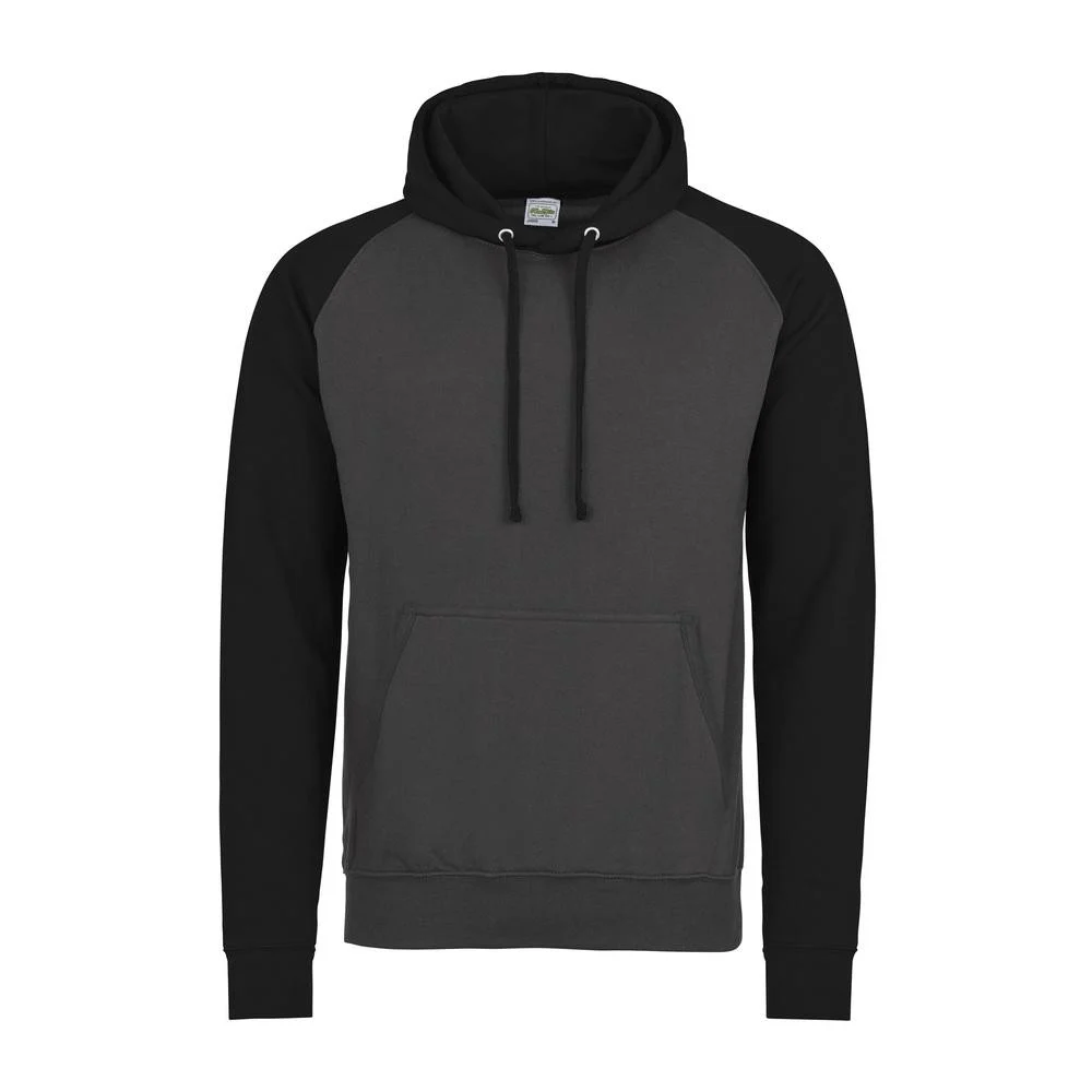 AWDIS JH009 Baseball Hoodie – Charcoal/ Jet Black