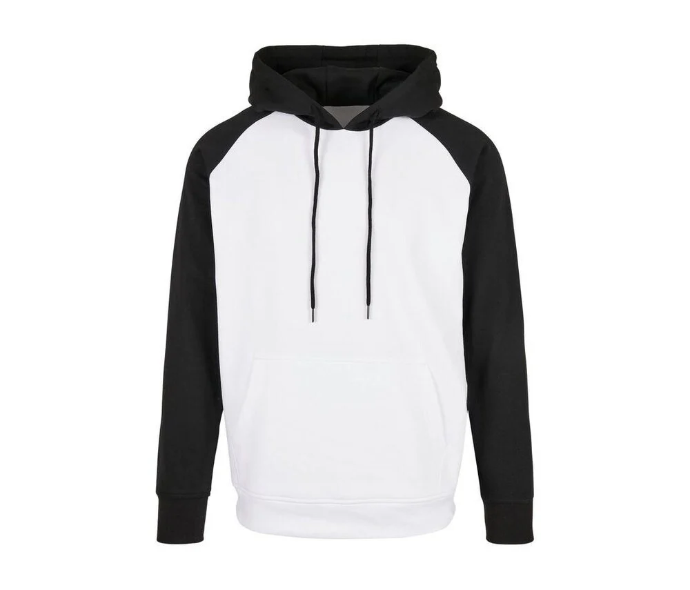Build Your Brand BYB005 Basic Raglan Hoodie – White / Black