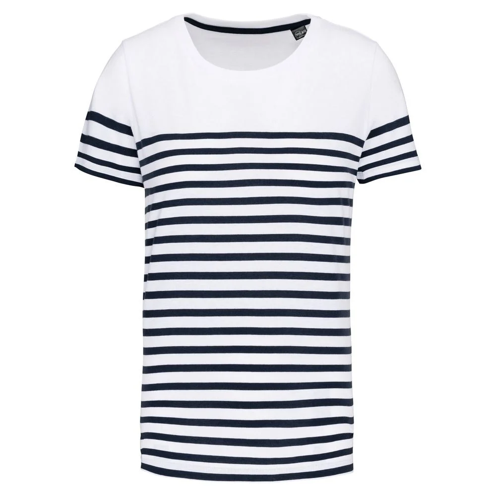 Kariban K3035 Biologisch T-shirt Kinderen – Wit / Navy Strepen