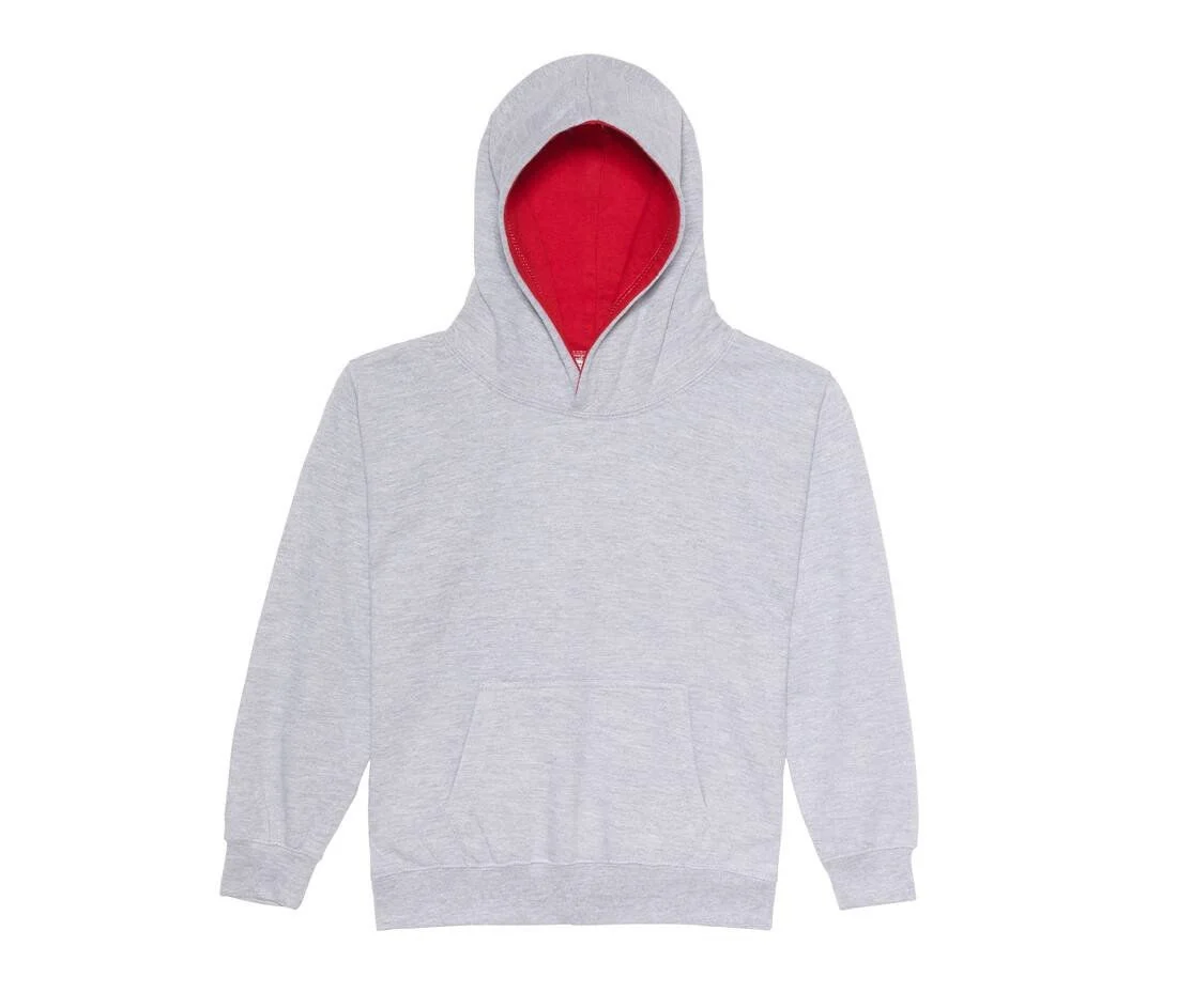 AWDIS JH03J Varsity Kinderhoodie – Heather Grey/ Fire Red