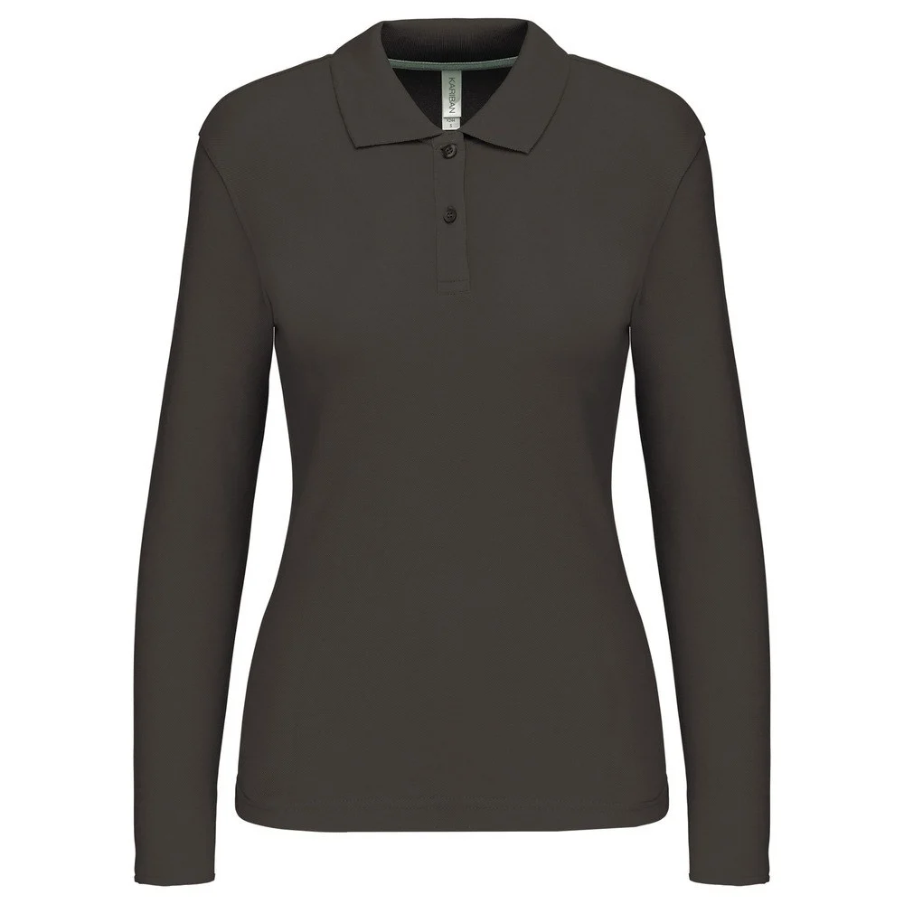 Kariban K244 Polo Lange Mouwen Dames – Donkergrijs