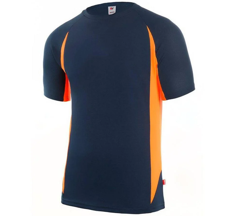 Velilla V5501 Tweekleurig Technisch T-shirt – Navy/Fluo Orange