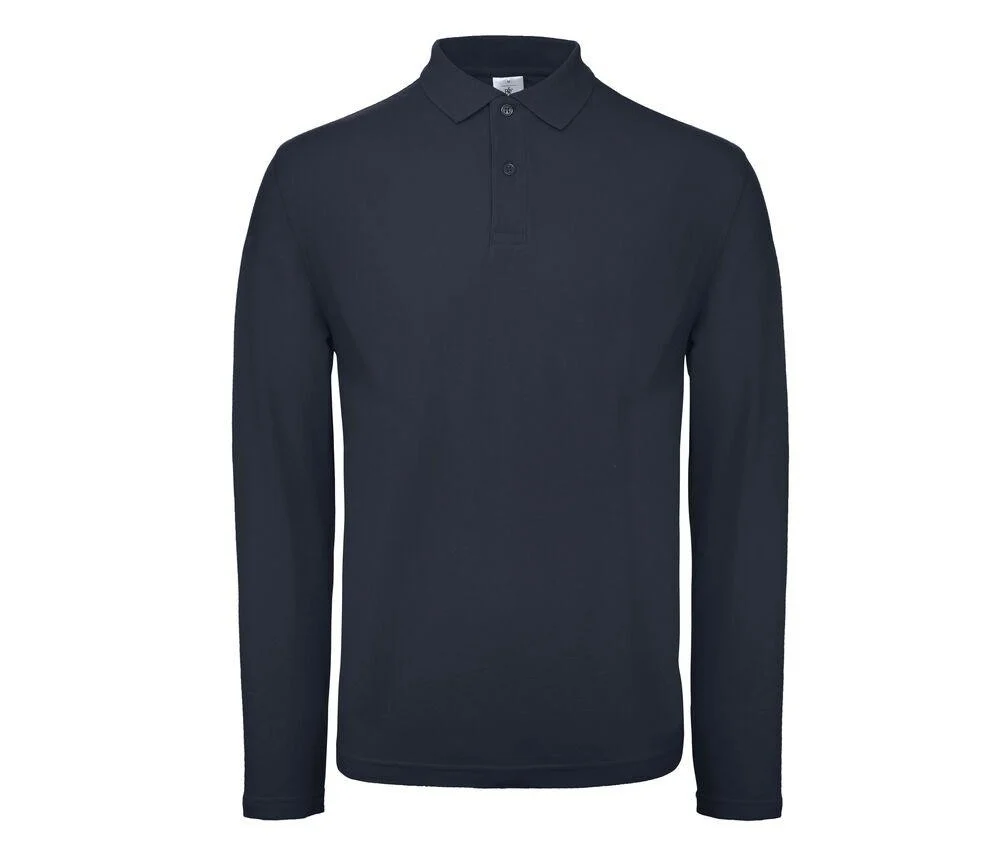 B&C ID1LS ID.001 Polo Lange Mouwen Heren – Navy
