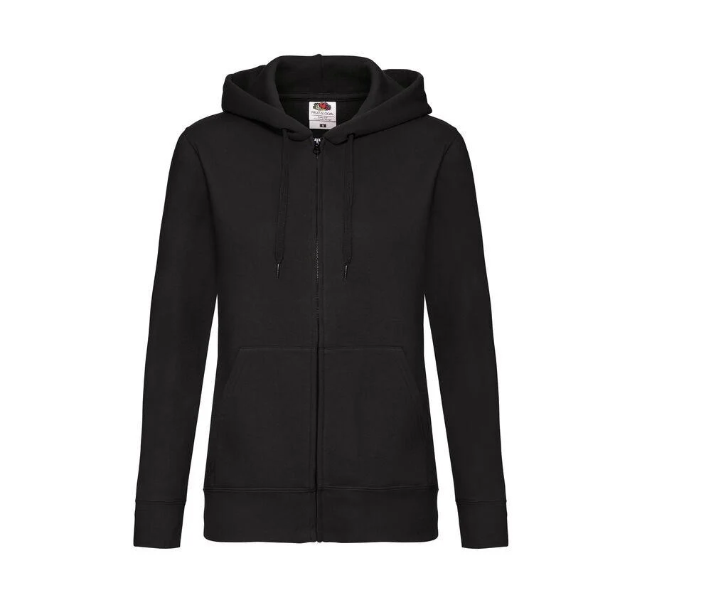 Fruit of the Loom SC375 Premium Ritshoodie Dames – Black